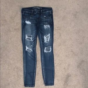 American Eagle ripped dark wash jeans